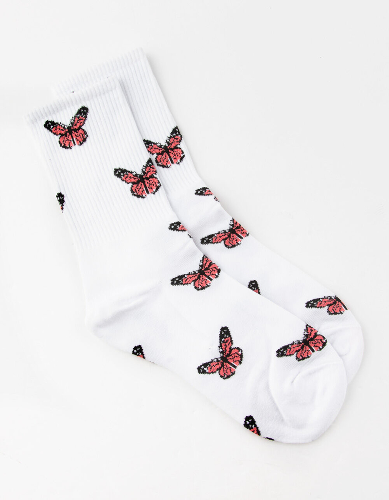 FULL TILT Allover Butterfly Print Womens Crew Socks image number 0