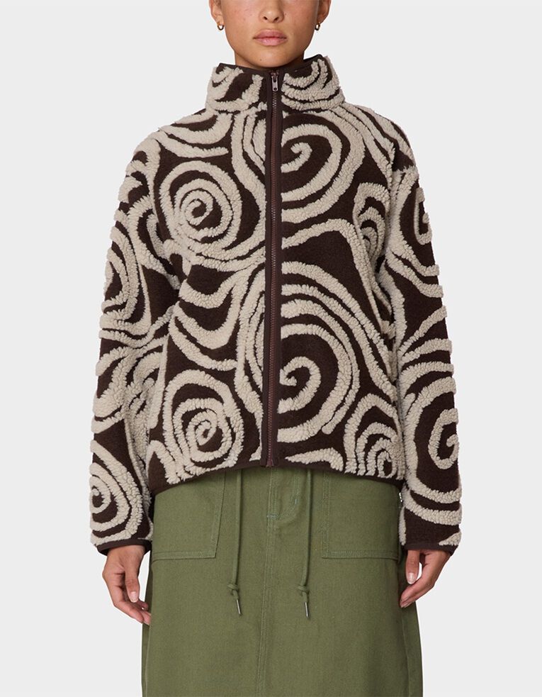 OBEY Swirls Jacquard Womens Jacket - BROWN - XL | Tillys