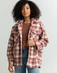 LOVE TREE Plaid Sherpa Womens Shacket image number 1