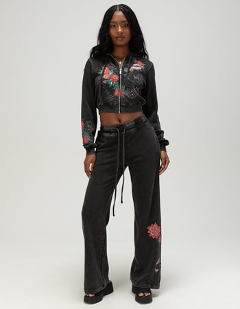 MISS ME Tattoo Womens Rhinestone Bootcut Sweatpants Primary Image