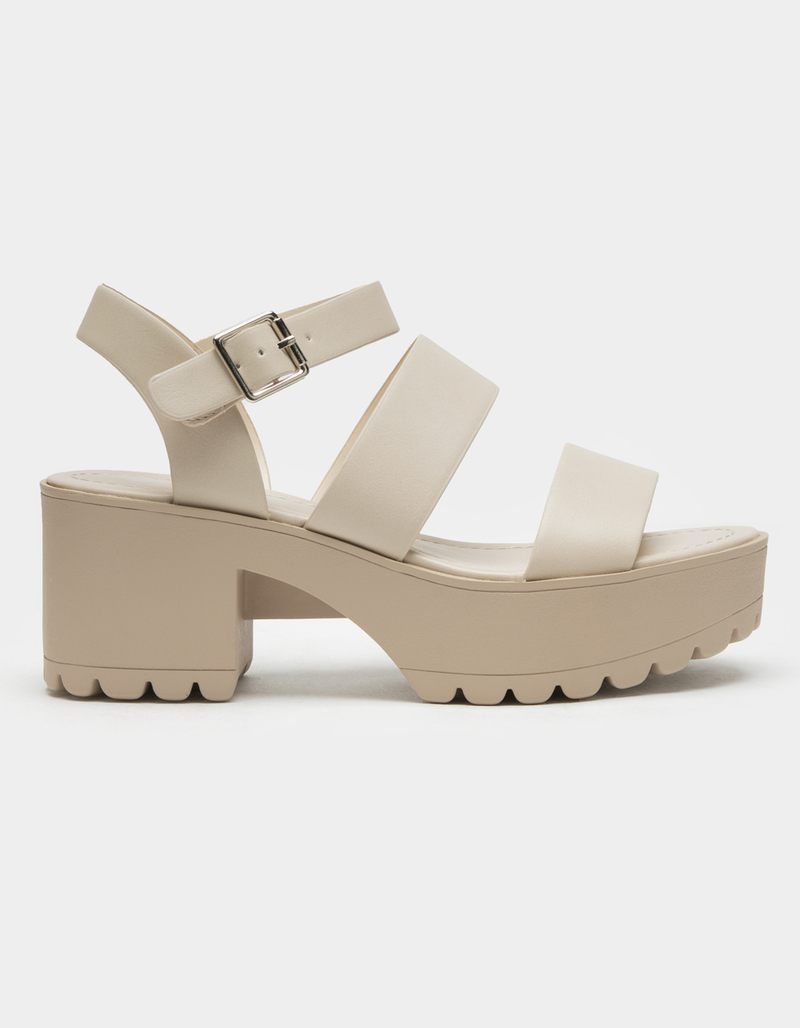 SODA Lug Sole Ankle Strap Womens Nude Platform Sandals image number 1