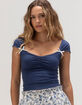 FULL TILT Bow Cinch Womens Top image number 1