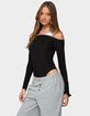 EDIKTED Layered Ribbed Off Shoulder Bodysuit image number 2