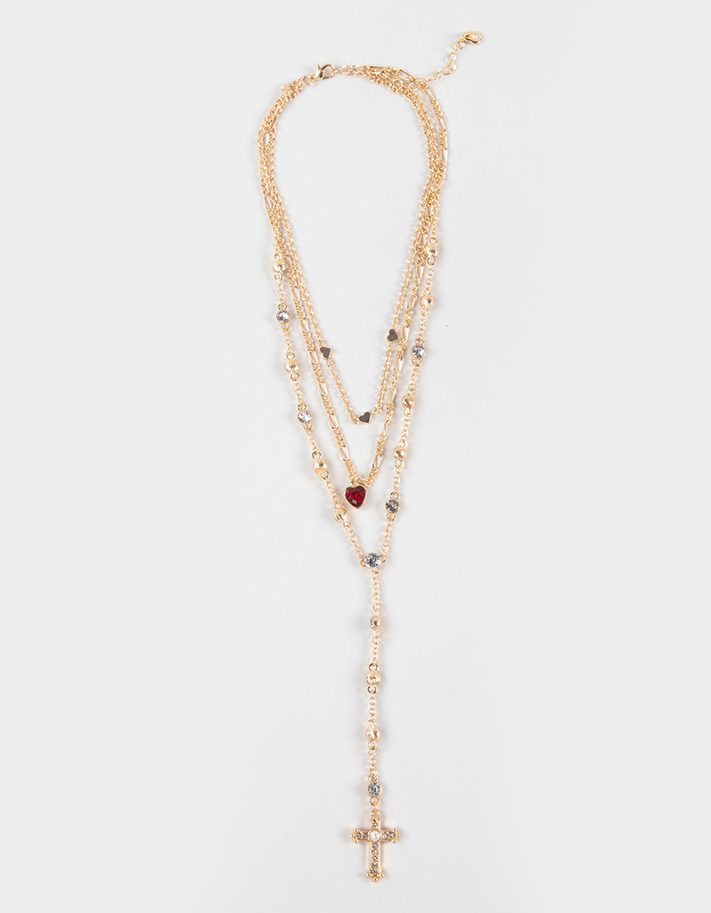 FULL TILT Cross/Heart/Stone Y Necklace image number 0