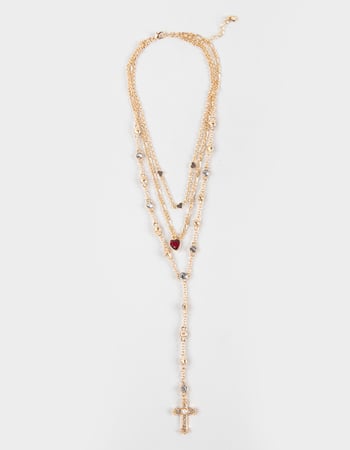 FULL TILT Cross/Heart/Stone Y Necklace Primary Image