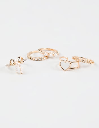 FULL TILT 5 Pack Bow/Heart Ring Set Primary Image