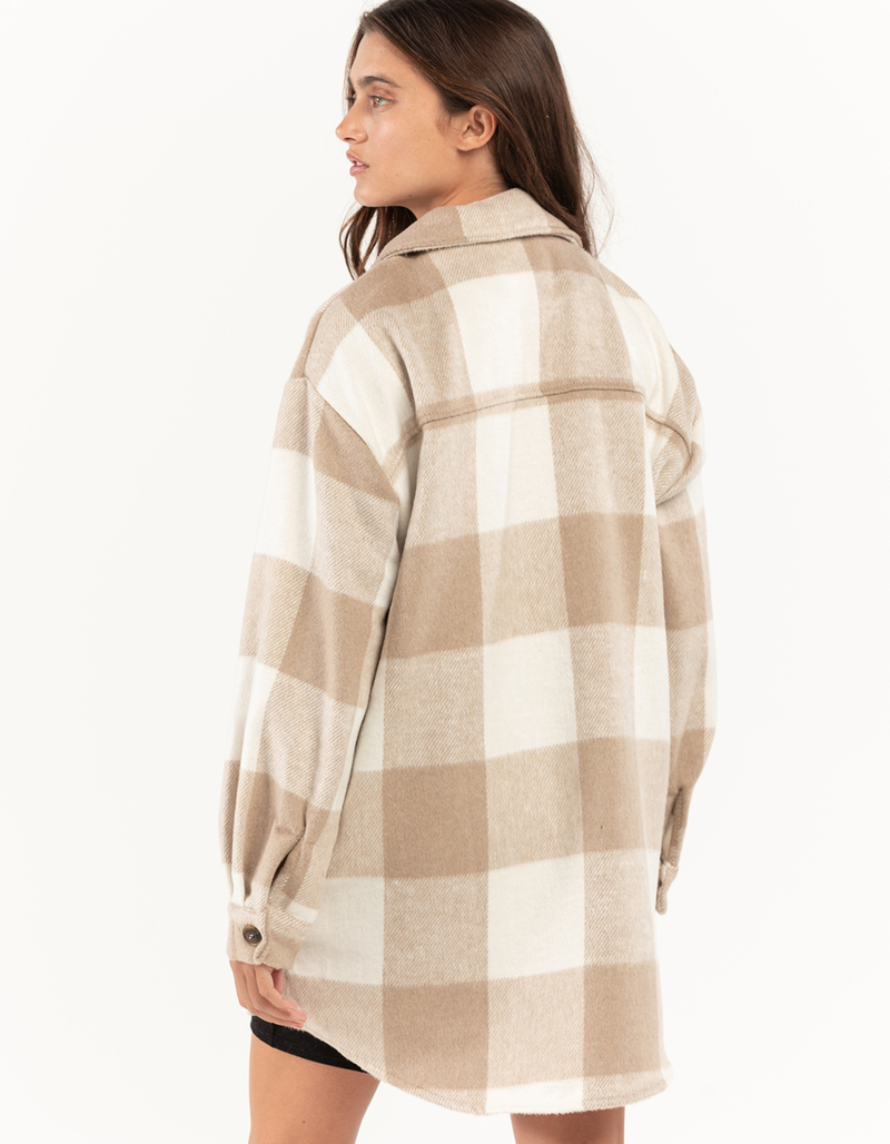 LOVE TREE Womens Brushed Plaid Shacket image number 2