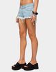 EDIKTED Frayed Vintage Washed Denim Shorts image number 3