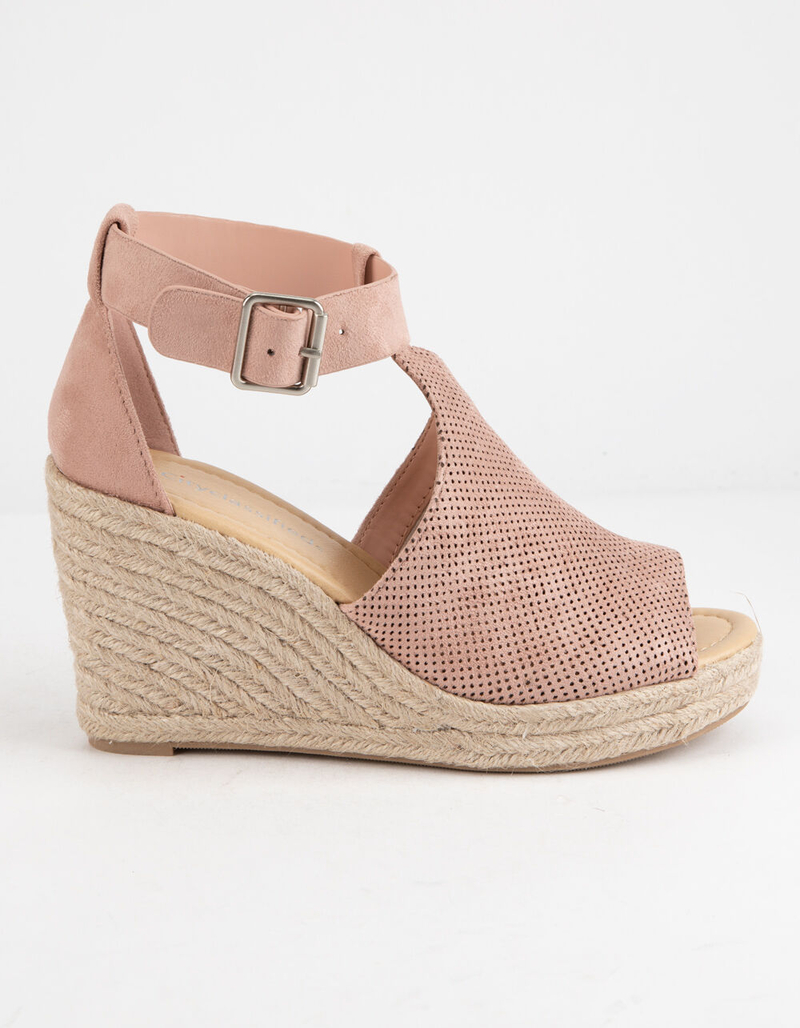 CITY CLASSIFIED Perforated Mauve Womens Espadrille Wedges image number 1