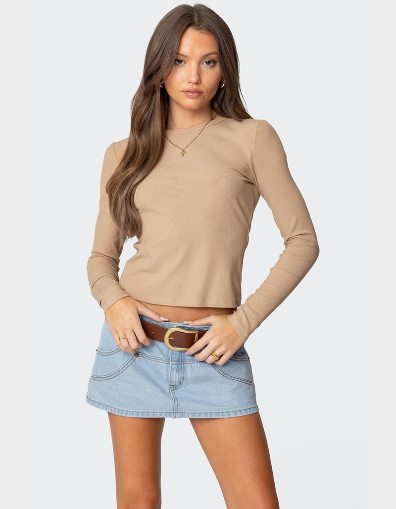 EDIKTED Nicky Ribbed Long Sleeve Tee image number 0