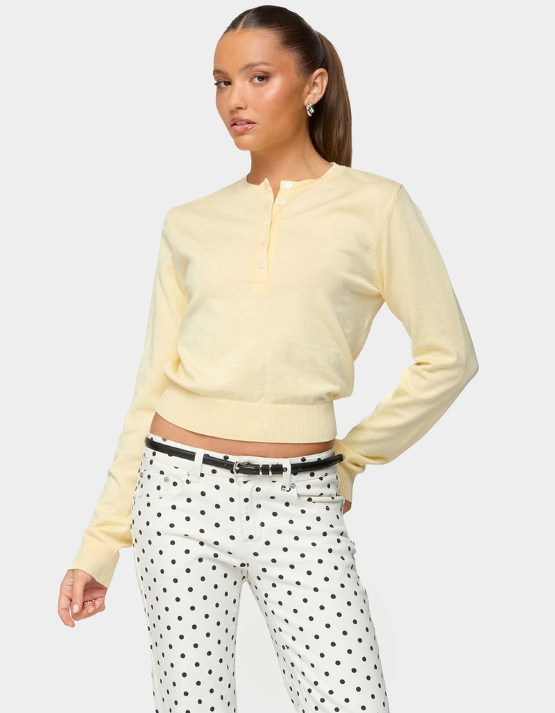 EDIKTED Yolana Henley Light Knit Sweater image number 0