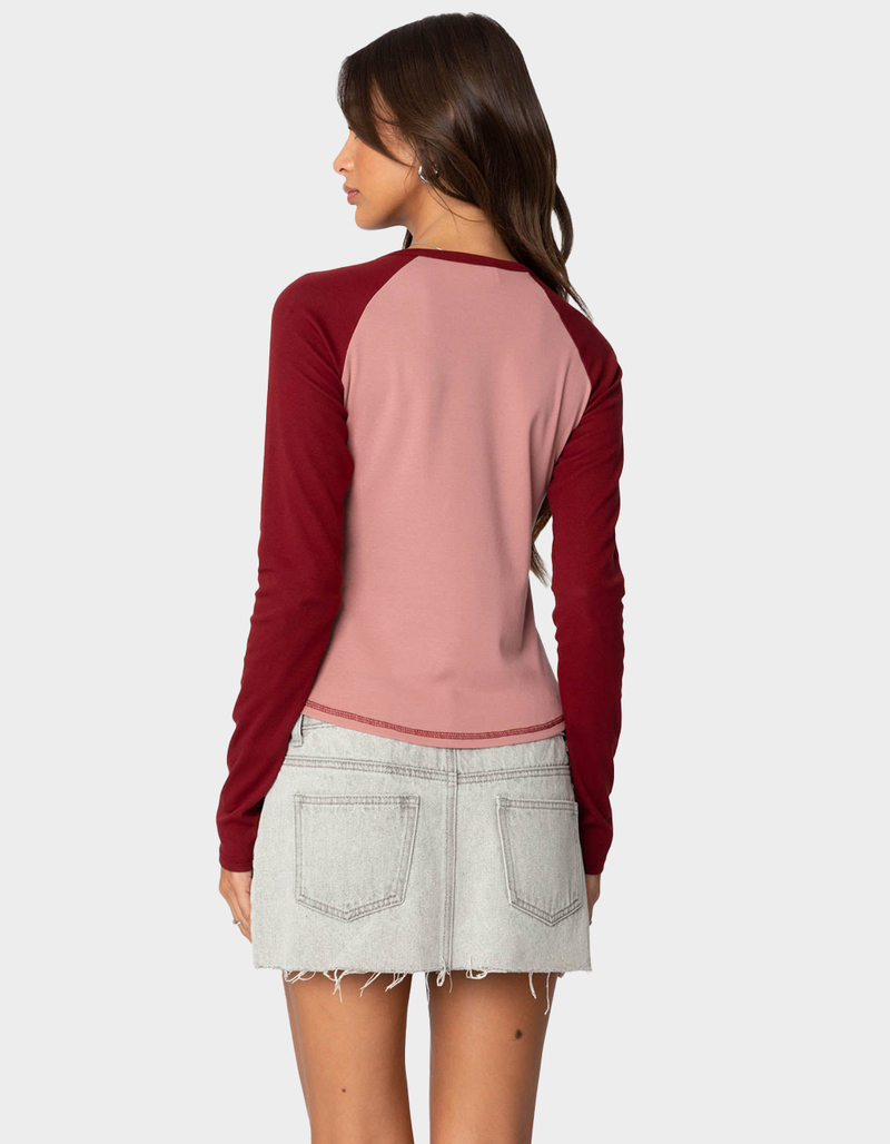 EDIKTED 09 Raglan Long Sleeve Tee image number 4