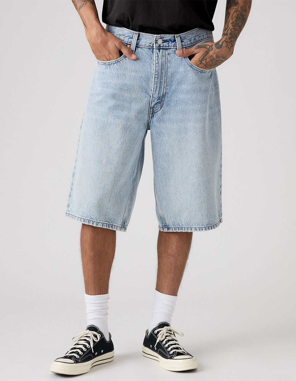 LEVI'S 470 Mens Baggy Shorts - Sunrise Morning - LIGHT WASH - 36