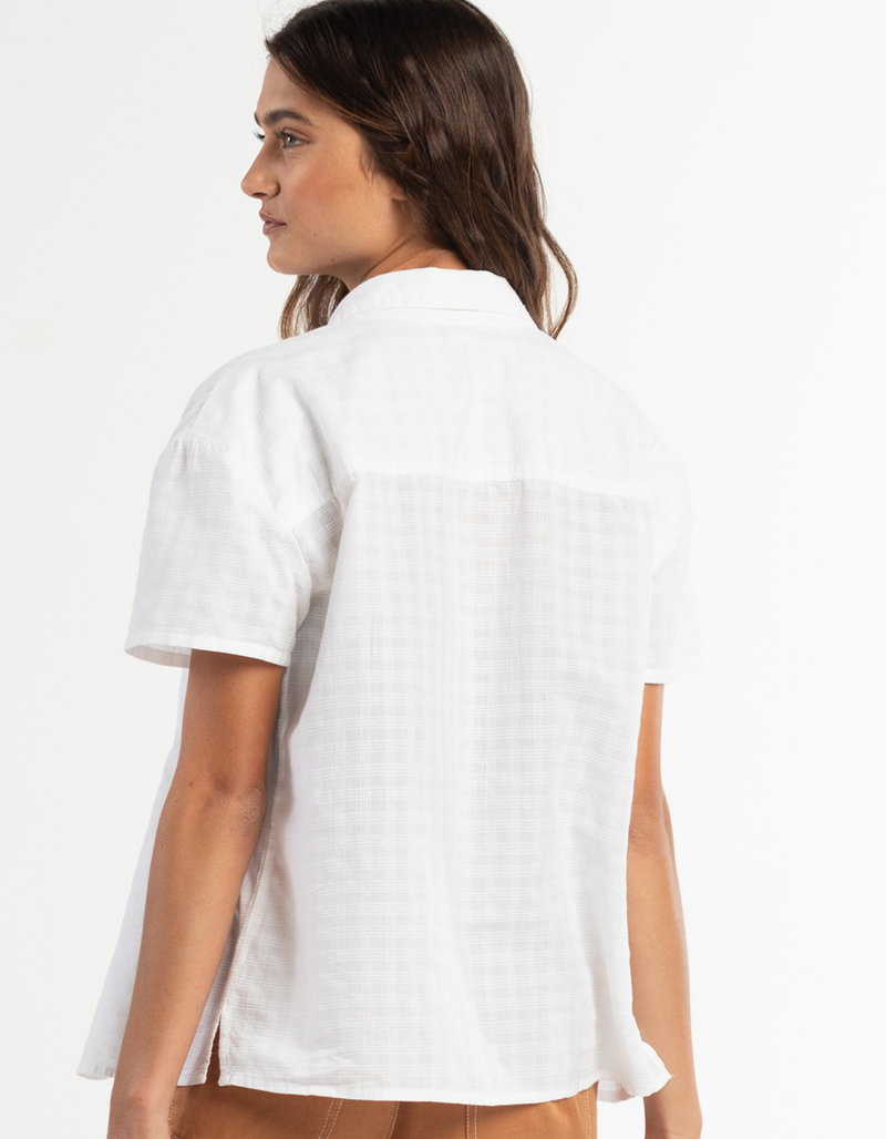 RSQ Solid Texture Womens Oversized Camp Shirt image number 3