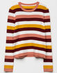 WHITE FAWN Multi Stripe Ribbed Cream Girls Sweater image number 1