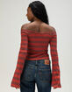 NECTAR CLOTHING Womens Lace Trim Off The Shoulder Long Sleeve Top image number 4