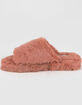 QUPID Faux Fur Womens Blush Slide Sandals image number 3