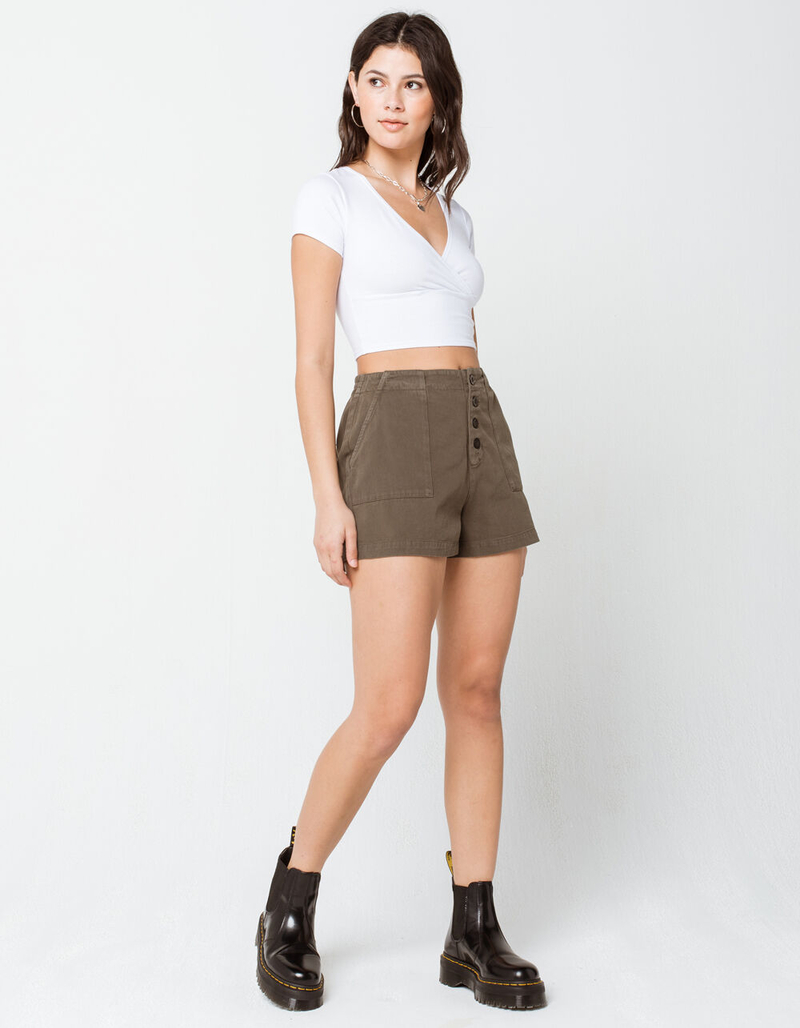 IVY & MAIN Solid Surplice Womens Crop Top image number 4