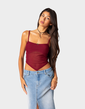 EDIKTED Cressida  Sheer Mesh Womens Tank Top Primary Image