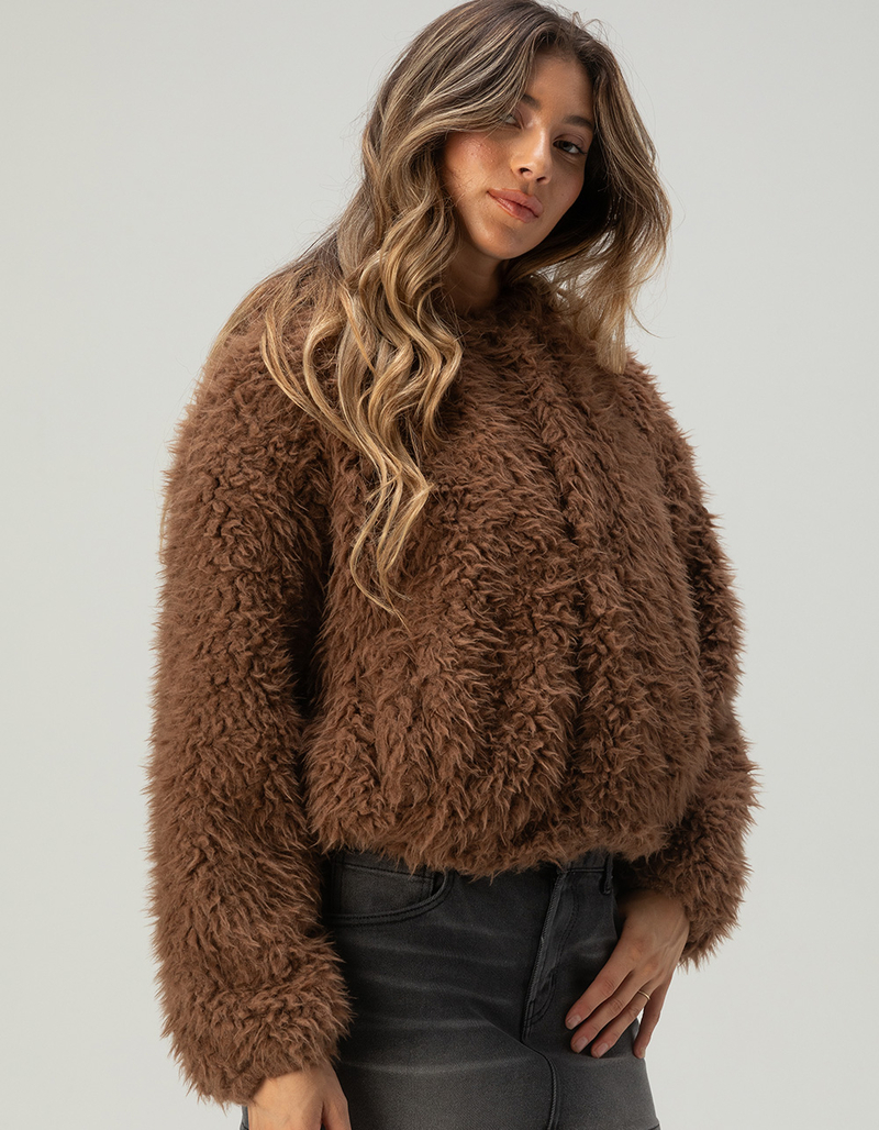 RSQ Womens Long Fur Hooded Jacket image number 2