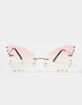 BLUE CROWN Butterfly Rhinestone Rimless Sunglasses image number 2