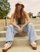 RSQ Womens Mid Rise Tie Front Denim Wide Leg Jeans image number 6