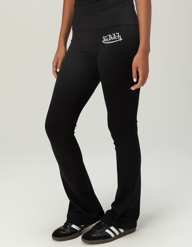 VON DUTCH Womens Fold Over Flare Pants image number 2