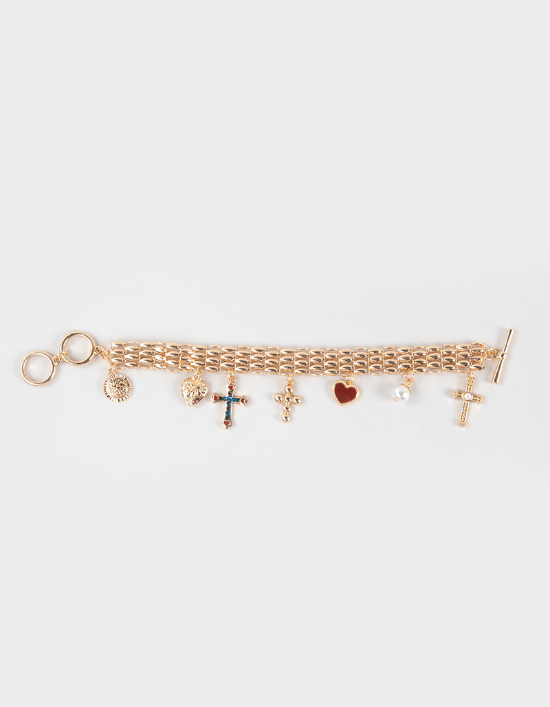 FULL TILT Cross/Heart Multi Charm Bracelet image number 1