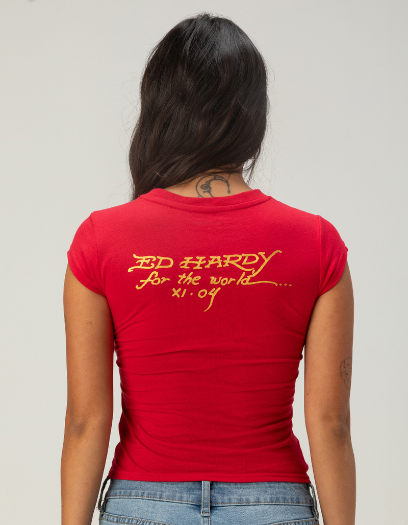 ED HARDY Leopard Panther Womens Cap Sleeve Tee image number 3