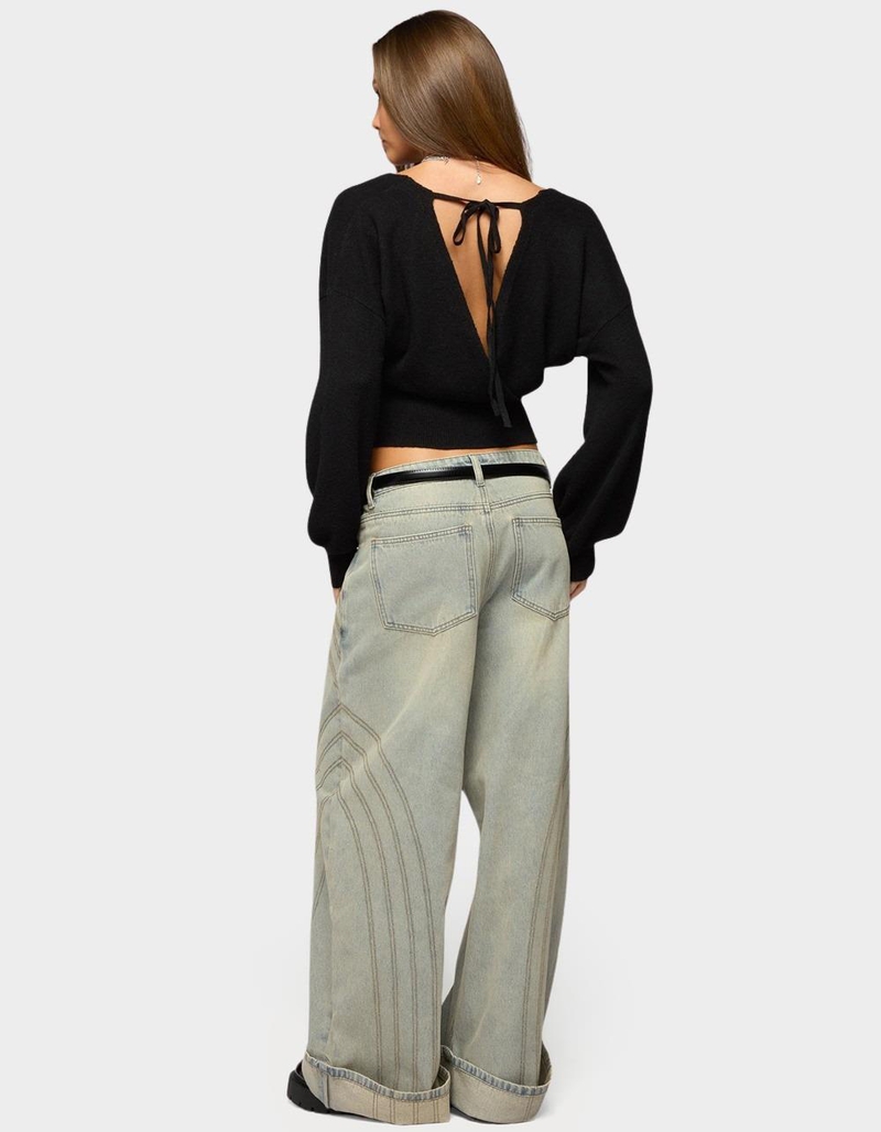 EDIKTED Cuffed Low Rise Baggy Jeans image number 3