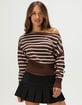 RSQ Womens High Rib Stripe Off The Shoulder Sweater image number 1