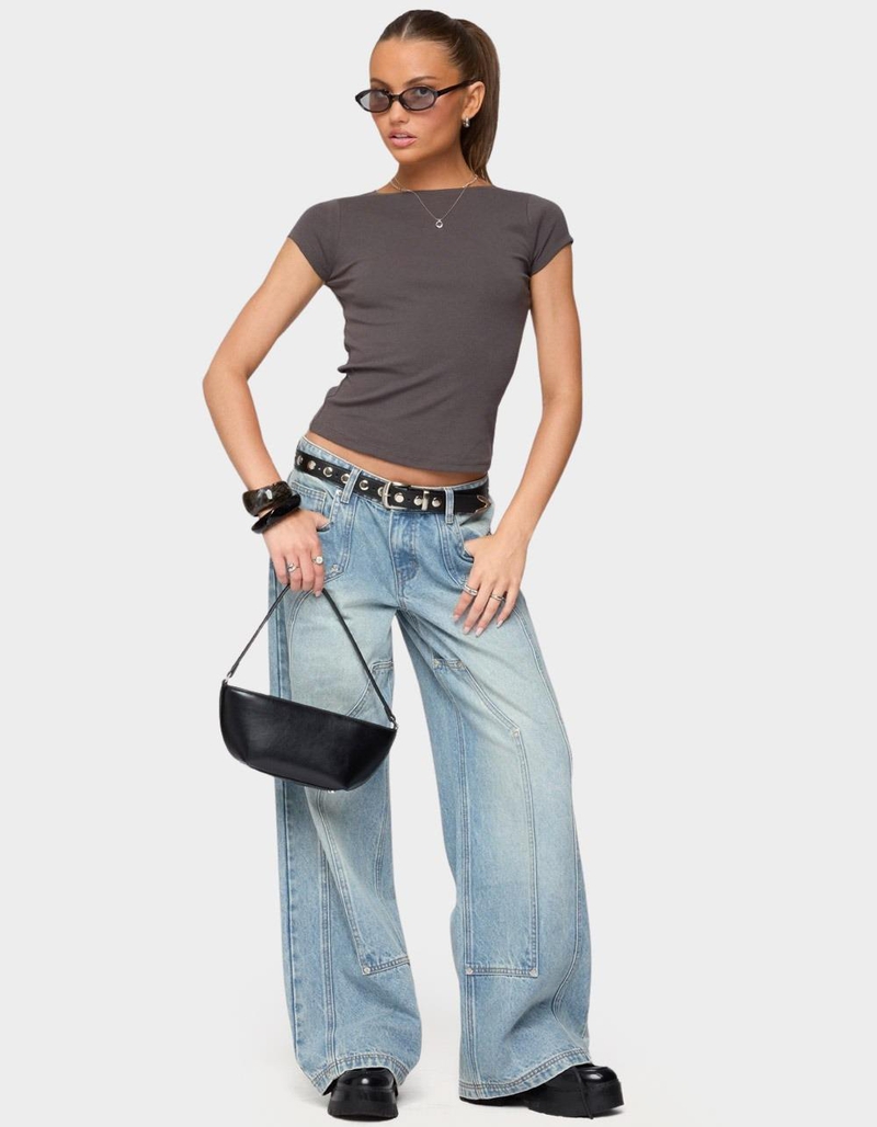 EDIKTED Oliana Ribbed Boat Neck Tee image number 4