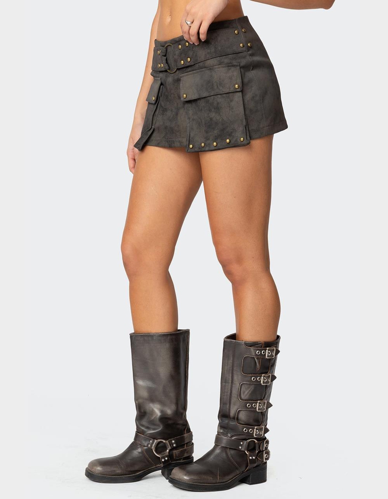 EDIKTED Marge Studded Faux Leather Mini Skort image number 3