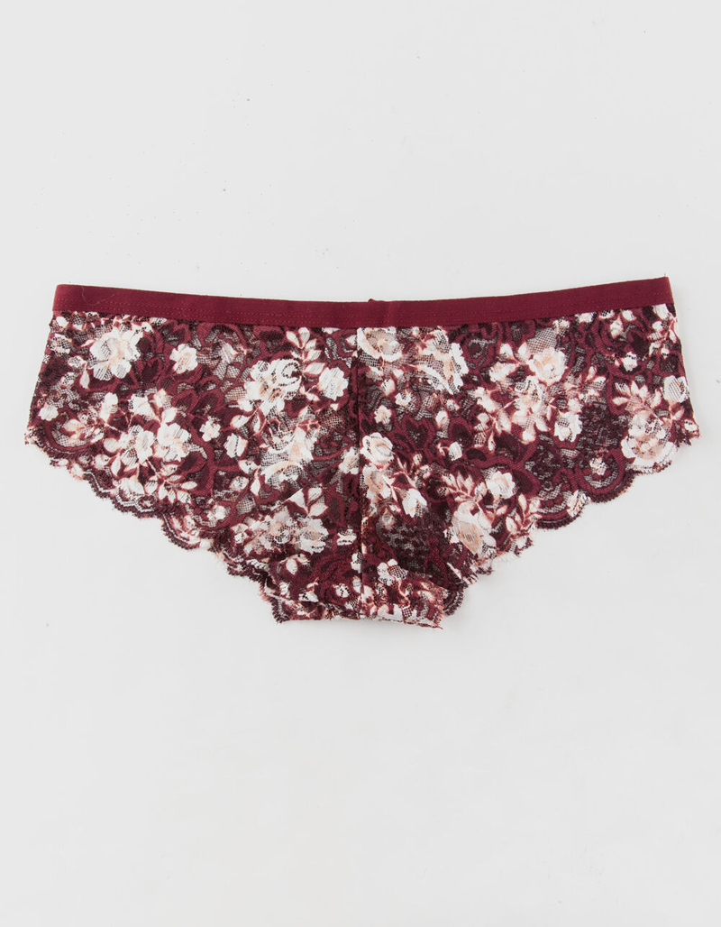 FULL TILT Printed Lace Burgundy Panties image number 1