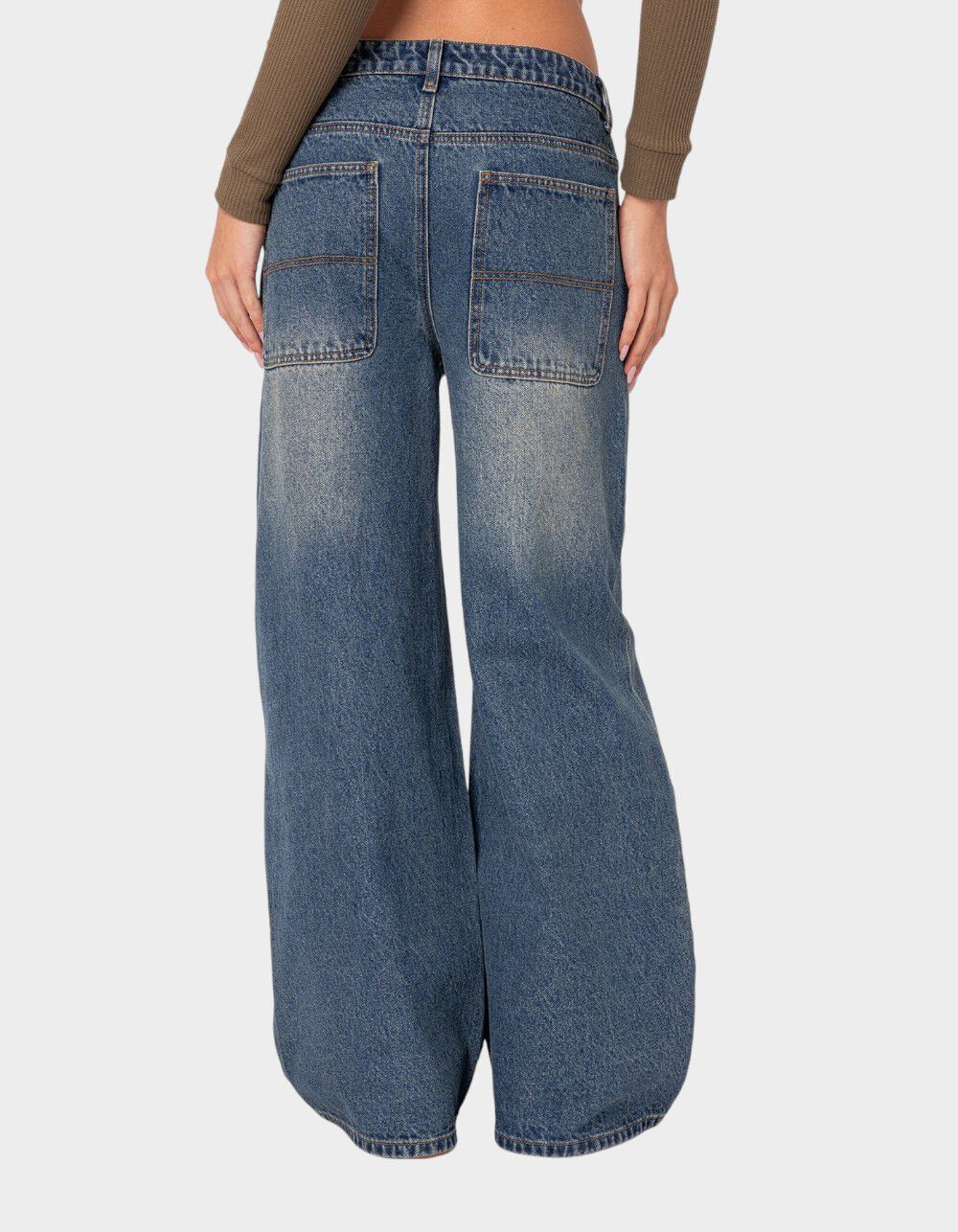 EDIKTED Super Baggy Wide Leg Jeans - BLUE - XL | Tillys