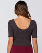 BOZZOLO Three-Quarter Sleeve Charcoal Womens Crop Tee image number 3