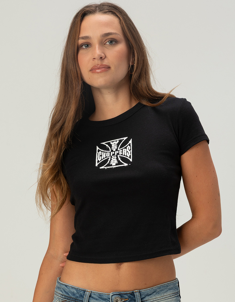 WEST COAST CHOPPERS Stroke Logo Womens Baby Tee image number 1