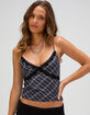 FULL TILT Plaid Mesh Womens Cami image number 5