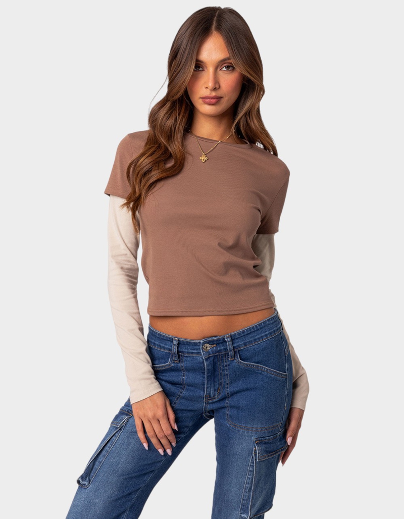 EDIKTED Mood Layered Long Sleeve Tee image number 0