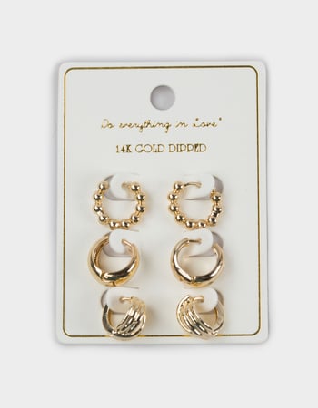 DO EVERYTHING IN LOVE 14K Gold Dipped 3 Pack Hoop Earrings Alternative Image