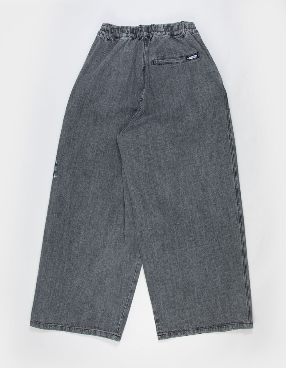 RUSTY Slub Mens Extra Baggy Elastic Waist Jeans - WASHED BLACK