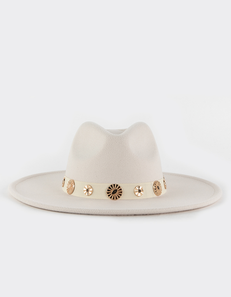 Gold Disc Trim Wool Womens Panama Hat image number 1
