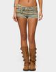EDIKTED Alyza Distressed Belt Washed Denim Micro Shorts image number 1