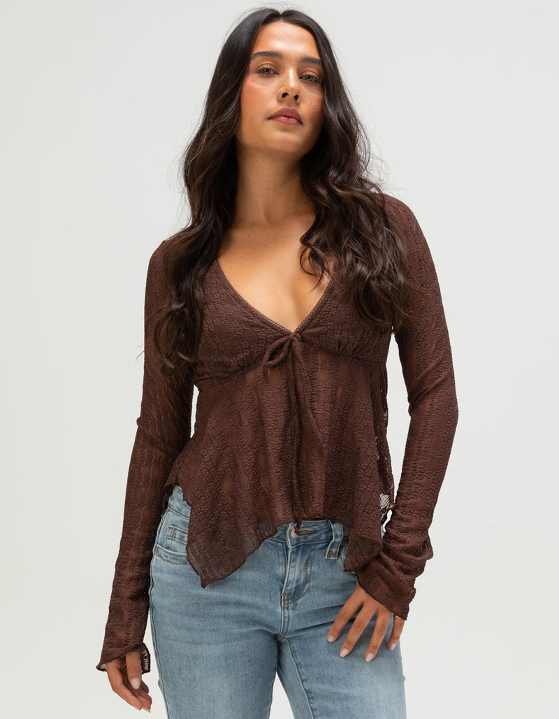 FULL TILT Hanky Lace Womens Top image number 0