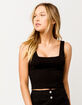 DESTINED Square Neck Black Womens Crop Tank Top image number 1