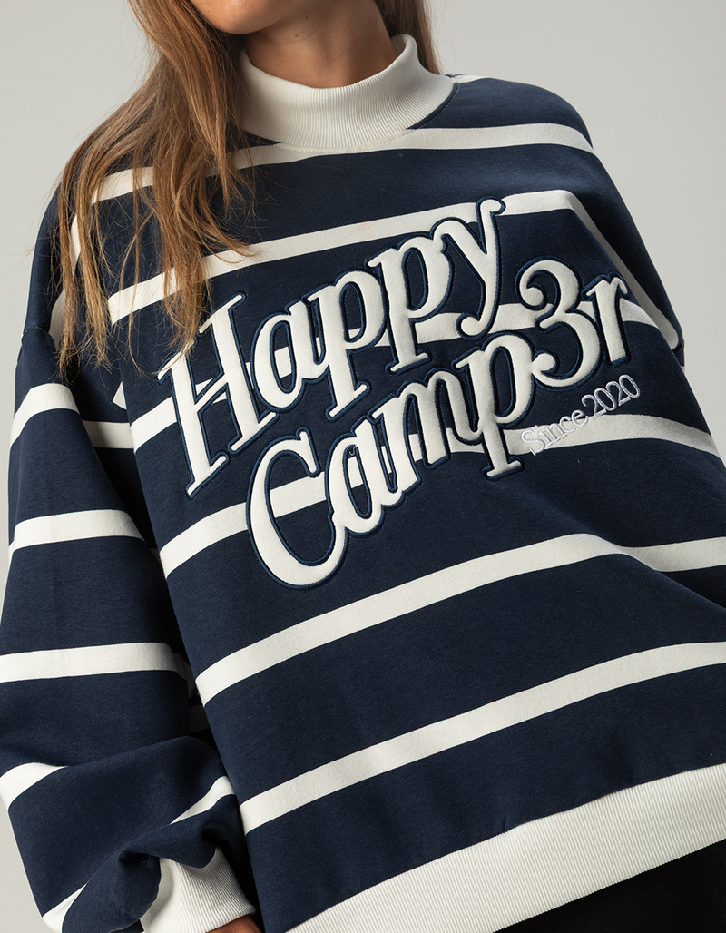 HAPPY CAMP3R Stripe Womens Mock Neck Sweatshirt image number 1