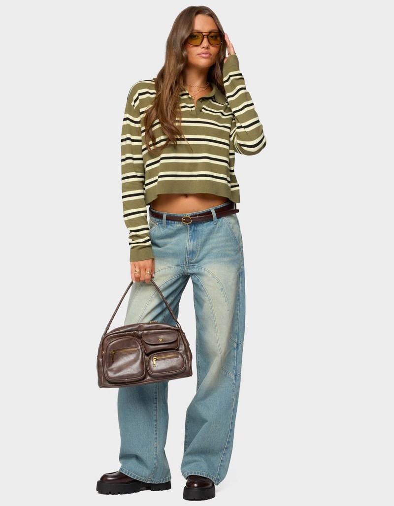 EDIKTED Shelby Striped Polo Sweater image number 4