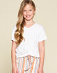 FOR ALL SEASONS Twist Front Girls White Tee image number 2
