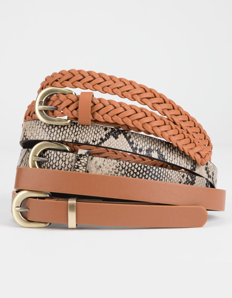 FULL TILT 3 Pack Snakeskin & Whip Stitch Belts image number 0