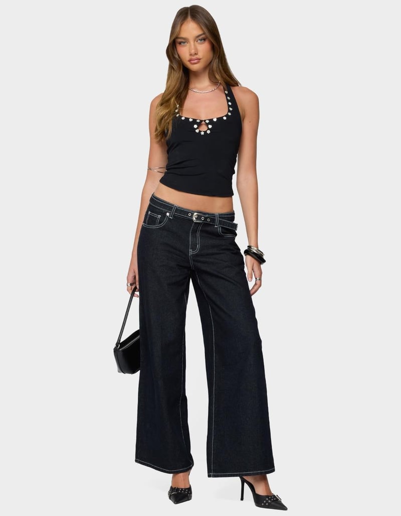 EDIKTED Coraline Button Cutout Halter Top image number 4